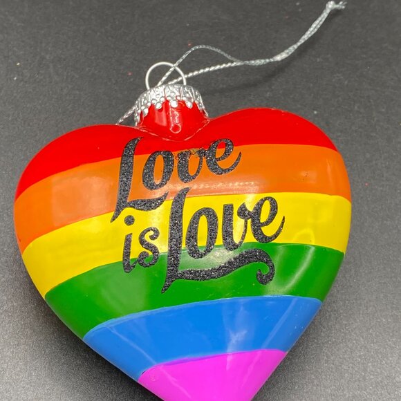 Love is Love Pride Heart Christmas Tree Ornament Holiday Seasonal Decor - Picture 9 of 13